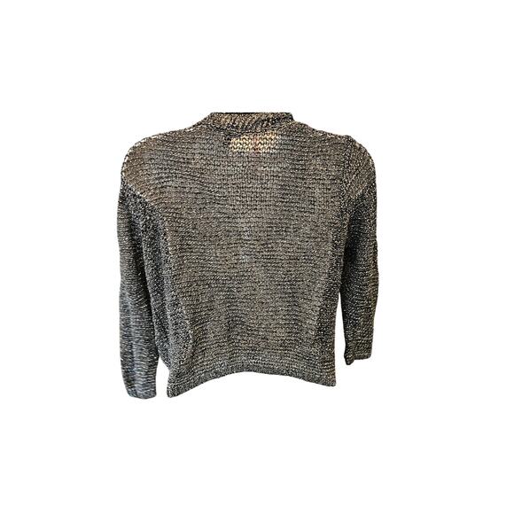 Eileen fisher sz M linen metallic blend black whimsigoth classy layering sweater - Picture 2 of 7
